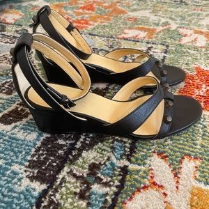 Balenciaga Leather Studded Wedge Sandals